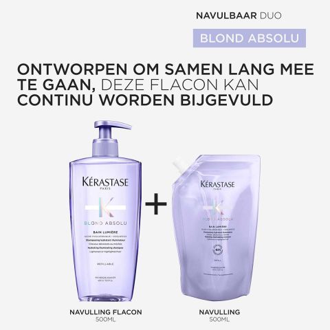 Kérastase - Blond Absolu Bain Lumiére Shampoo 500 ml + Refill Shampoo 500 ml - Kit for Bleached Hair