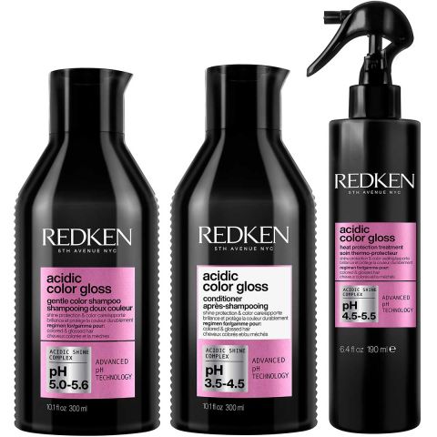 Redken - Acidic Color Gloss Shampoo + Conditioner + Leave-in Treatment + Shine Oil Kit - for color-treated hair