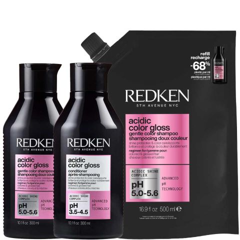 Redken - Acidic Color Gloss Shampoo 300 ml + Refill 500 ml + Conditioner 300 ml -. Kit
