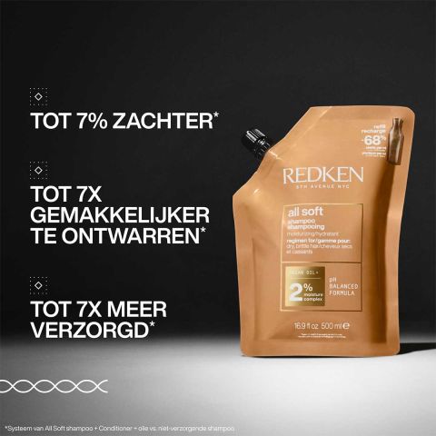 Redken - All Soft Shampoo 300 ml + Refill 500 ml + Conditioner 300 ml -. Kit
