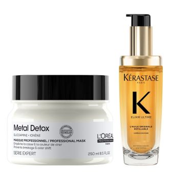 L'Oréal Professionnel Metal Detox Masker + Kérastase Elixir Ultime Haarolie Voordeelset Herstel en Glans