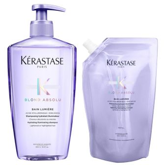 Kérastase Blond Absolu Bain Lumiére Shampoo 500 ml + Refill Shampoo 500 ml Kit for Lightened Hair