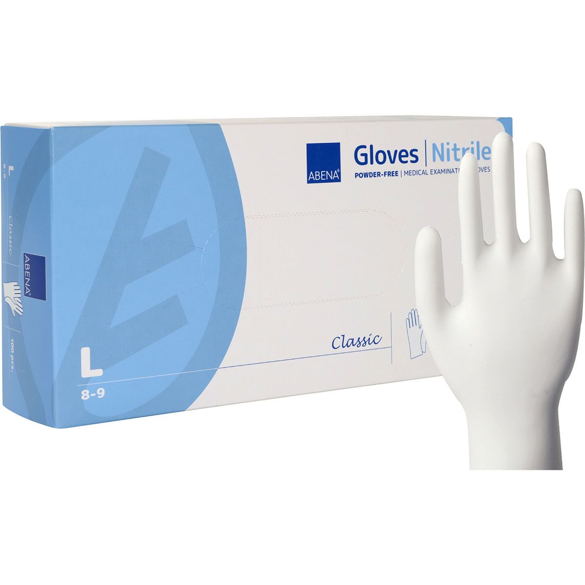 Abena Nitrile Gloves Powder Free White Size L 100 pieces