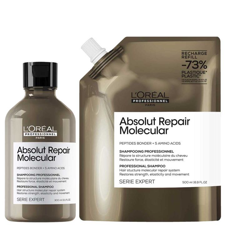 L'Oréal Professionnel Absolut Repair Molecular Shampoo 300 ml + Refill Shampoo 500 ml Kit