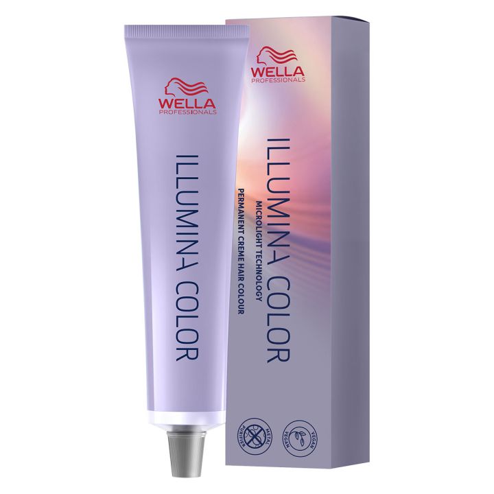 Wella Professionals Illumina Color 60 ml tube naast verpakkingsdoos op witte achtergrond