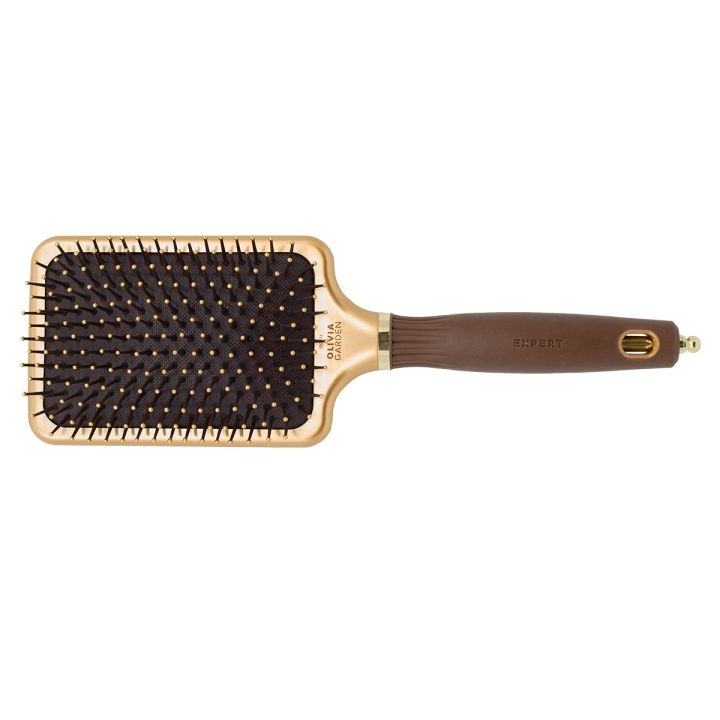 Olivia Garden - Care Rectangular - Nylon Gold & Brown - Hair Brush - L