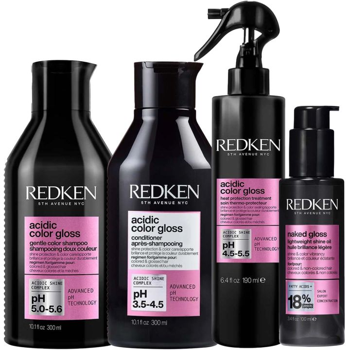 Redken - Acidic Color Gloss Shampoo + Conditioner + Leave-in Treatment + Shine Oil Kit - for colored hair