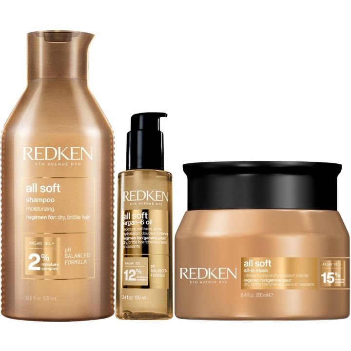 Redken All Soft Shampoo + Mask + Oil Value Set
