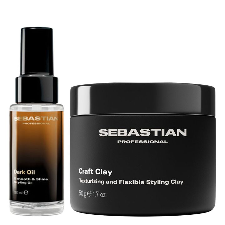 Sebastian - Craft Clay & Dark Oil Kit for Thick, Unruly Hair