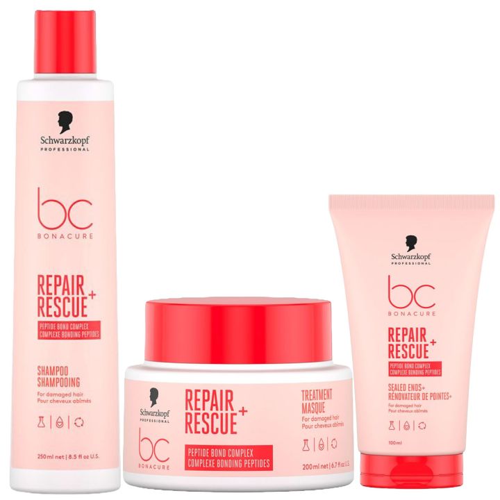 Schwarzkopf Repair Rescue Shampoo + Mask + Leave in Cream Set