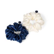 Beauty Pillow Luxury Silk Scrunchies Galaxy Blue & Pearl